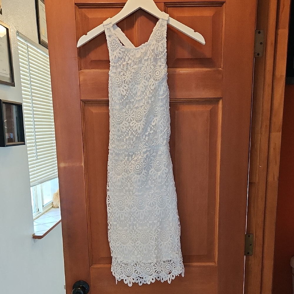 Hollister White Sheath Midi Dress Sexy Beachy Halter Neckline